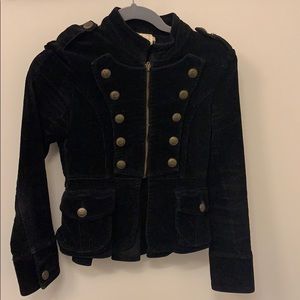 Super cute black corduroy military style jacket.
